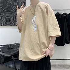 YT26147-P30亚短袖t恤男大码五分袖男宽松七分袖港风模特，男装T恤，电商A040