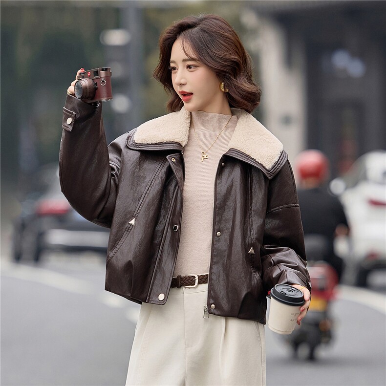数据好90绒羽绒服。2025冬季新款PU皮羊羔毛领子90绒羽绒服外套女,女装短外套,E百度