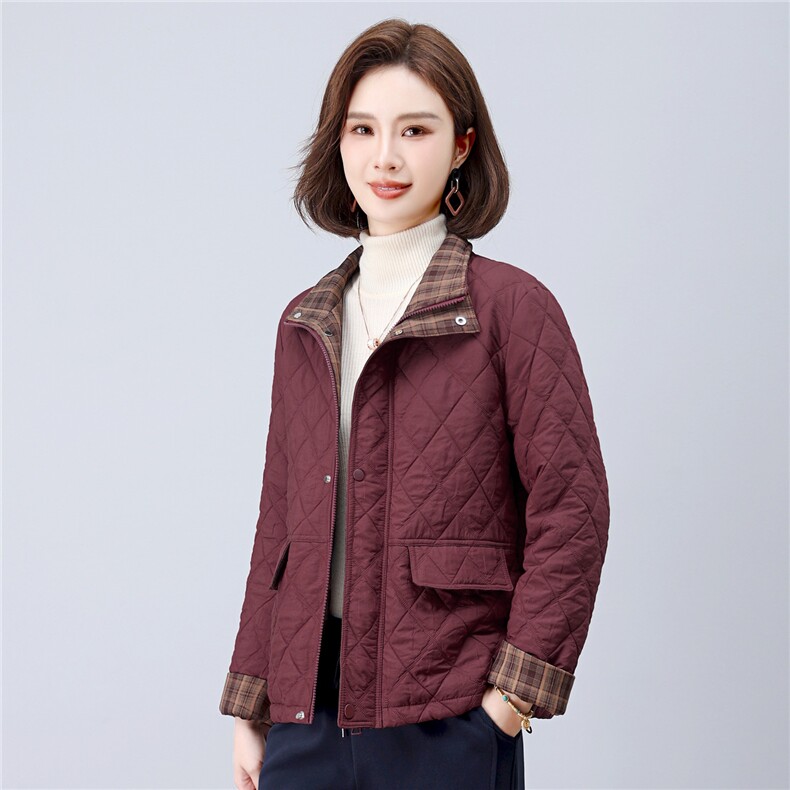 长期现货妈妈装夹棉厚外套女短款2026秋冬薄棉棒球服洋气轻薄棉服，女装短外套，璐依舞