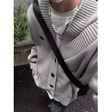秋冬V领开衫毛衣外套男日系纯色休闲学生百搭痞帅针织衫YB14，男装针织衫/毛衣，星座1116A（原606A-3）