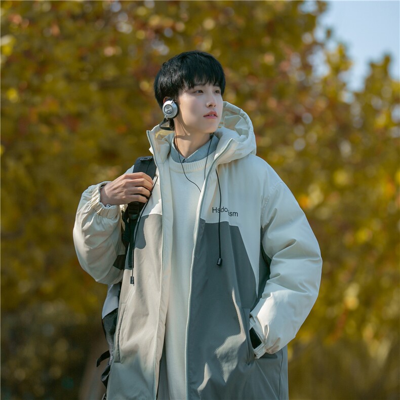 B225-W8434-P134-X168-拼接撞色连帽加厚棉服-材质聚酯纤维图片