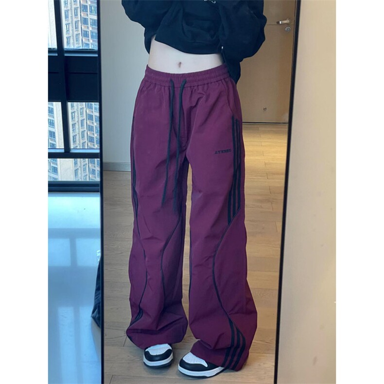 工装裤男女美式复古条纹运动裤潮牌爵士舞hiphop直筒裤子 KC3106图片