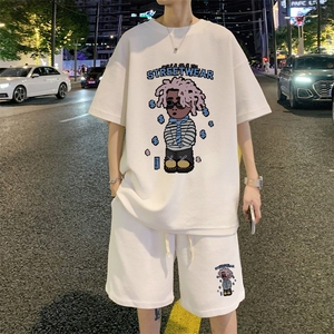 ！直播推荐2023夏季男士华夫格潮牌短袖T恤套装HTZ08P50图片