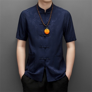 男士短袖t恤男夏季风男装唐装半袖夏装套装中式复古汉服衣服图片