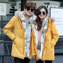 电商B2472020冬季新款情侣装修身带毛领休闲羽绒服MY828P278，男装羽绒服，电商B247