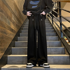wassuphappy休闲裤子男春秋季潮牌夏款垂感直筒运动阔腿休闲长裤，男装休闲裤，电商A059