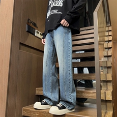 美式直筒牛仔裤男士新款高街宽松休闲长裤青少年裤子J8092-P50，男装牛仔裤，星座509