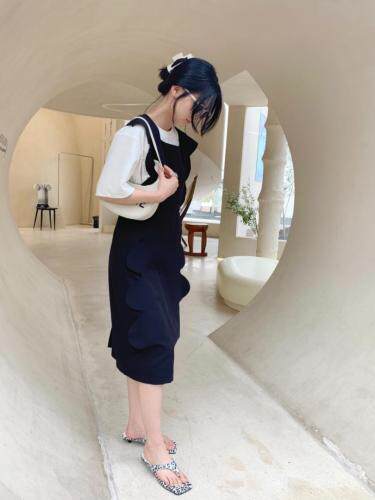 波浪连衣裙，女装连衣裙，HE