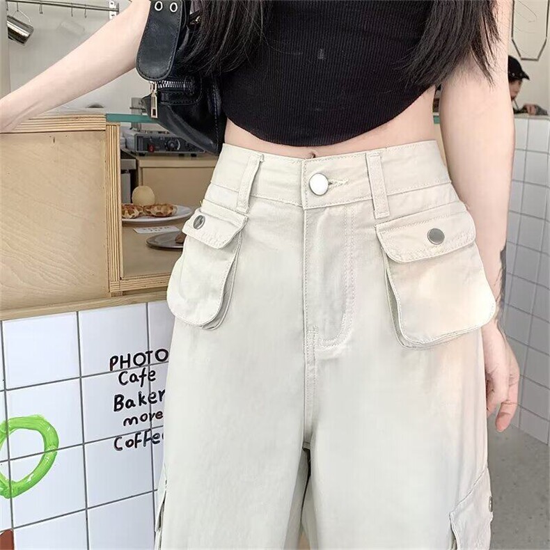 美式复古辣妹工装牛仔裤男女新款宽松高腰显瘦直筒阔腿裤长裤子，男装牛仔裤，星座601-1