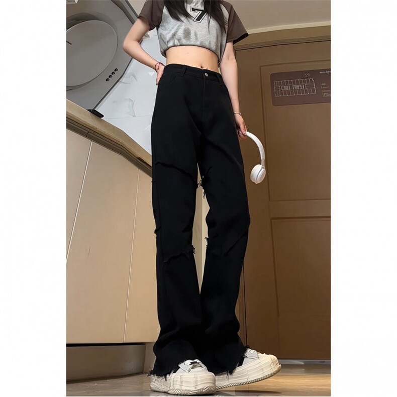 特批P48无差价2024春夏修身毛边微喇美式男女高街牛仔裤K013,男装牛仔裤,星座1013-6