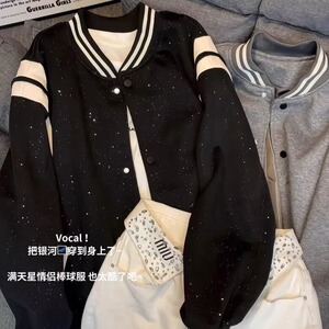 撞色拼接棒球服外套女秋冬季美式潮牌复古小众高级感夹克女图片