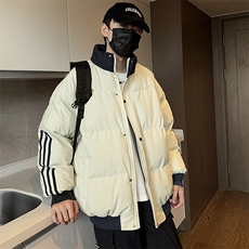 新款宽松棉衣男士立领加厚保暖防寒冬装外套三条杠棉服6667-P60，男装棉衣，星座1403A