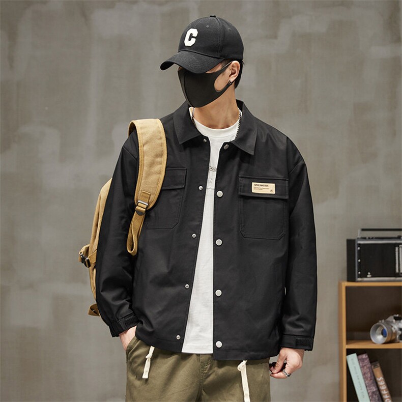 工装夹克男宽松落肩宽松纯色上衣外套DSA157B-JK733-P68图片