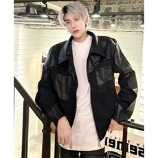 （自家图）新款小众pu皮拼接机车服皮夹克皮衣男2612-P80，男装夹克，星座910-5