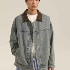 F4006-P64美式复古水洗做旧牛仔外套女春秋2025韩版宽松休闲，男装工装外套，电商B323A