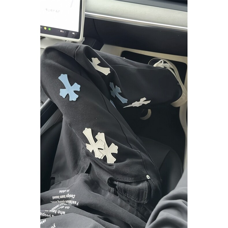 NZ01-P45控78美式高街十字架牛仔裤男潮牌痞帅宽松直筒vibr长裤,男装牛仔裤,星座403（原603-1）