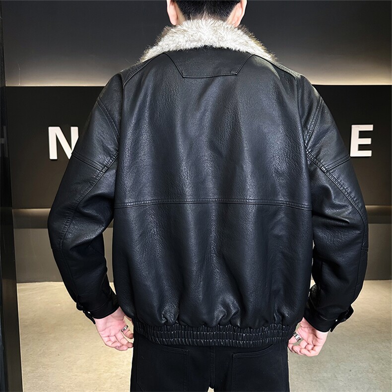 座山雕加绒皮衣男加厚宽松版冬季外套C317-26628-P215,男装皮衣,电商C317