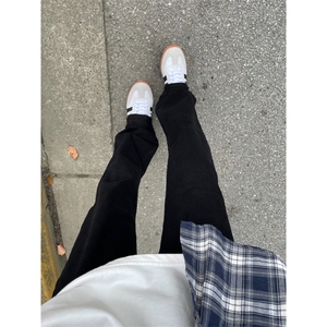 【有货】N083HH-特P32黑色修身直筒牛仔裤男美式高街cleanfit裤子图片
