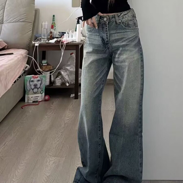 高腰微喇牛仔裤女2026年夏季新款美式辣妹弹力修身显瘦垂感拖地裤图片