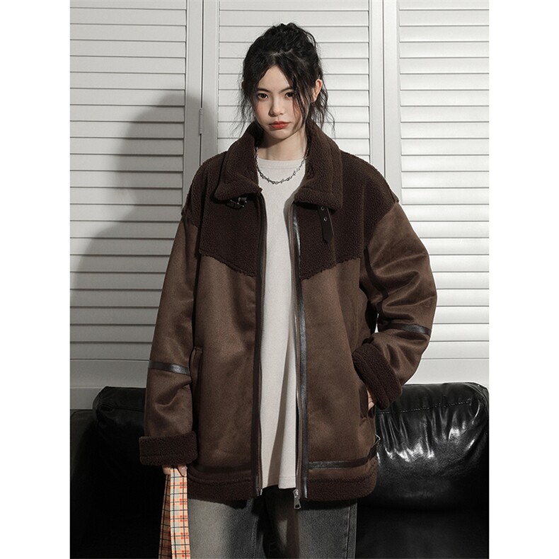 25新冬季皮毛一体羊羔绒加绒加厚机车女装外套潮705-1-M503-P120,男装工装外套,星座705-1