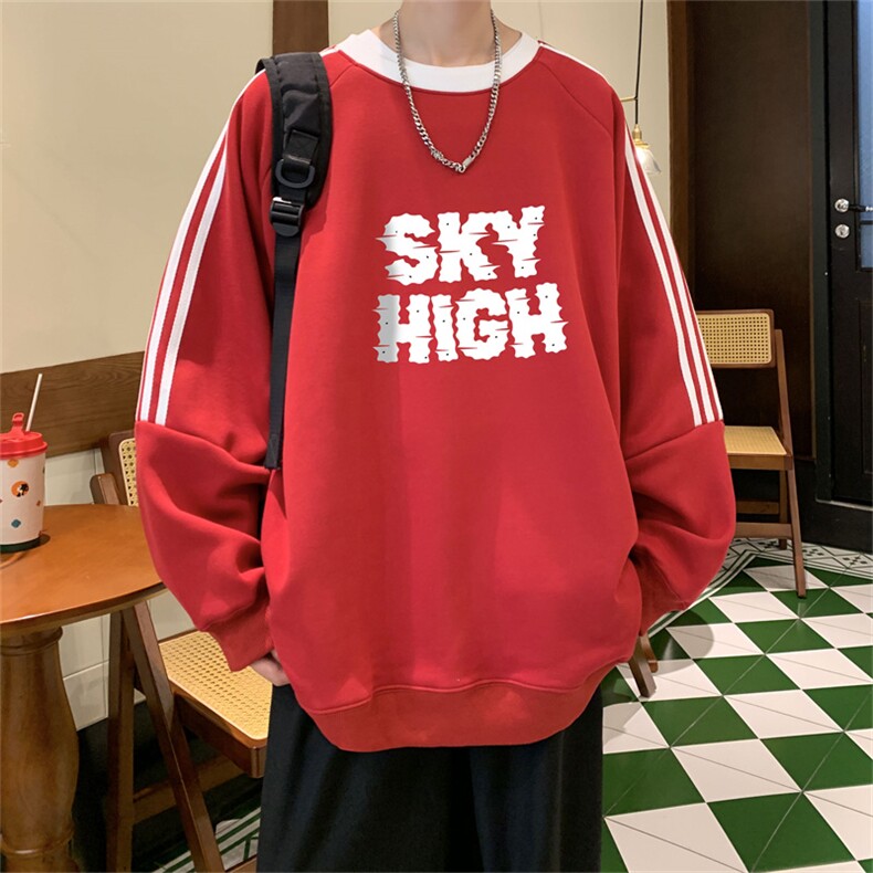 美式三杠条纹复圆领卫衣秋冬男女宽松长袖SW2478-P45控6850棉,男装卫衣,电商B370