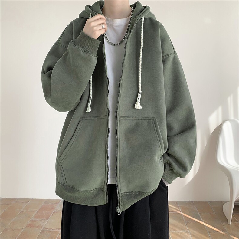600克麂皮绒重磅加绒加厚外套开衫拉链连帽卫衣B219A-LK001-P50,女装短外套,电商B219A