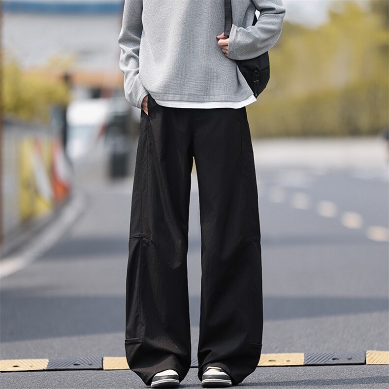 美式弯刀休闲裤男2025春秋款潮流宽松百搭直筒裤青少年痞帅阔腿裤,男装休闲裤,电商A001