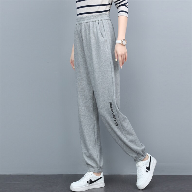 长期现货，运动裤女春秋季新款宽松休闲裤纯色显瘦长裤，女装休闲裤，涵誉