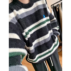 条纹毛衣男秋冬季慵懒风打底针织衫上衣情侣款羊绒衫MM03，男装针织衫/毛衣，星座1116A（原606A-3）