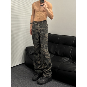 2024美式男伐木裤穿搭hiphop迷彩裤 显腿长直筒工装裤GJ229 P45图片