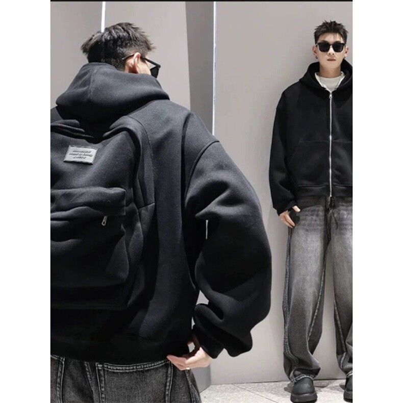 美式潮牌立体背包连帽卫衣男春季新款设计感小众宽松开衫休闲外套,男装卫衣,星座706