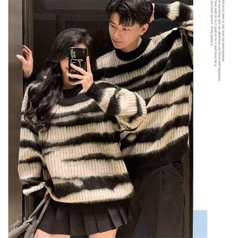 MM108-P68美式复古男女宽松休闲情侣慵懒套头针织衫毛衣,男装针织衫/毛衣,星座617A-2