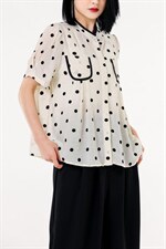 现货波点植绒衬衫，女装衬衫，尤鱼 YOOYUU