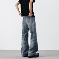 直筒牛仔裤立体猫须蜂窝百搭通勤长裤男N09918-P60，男装牛仔裤，星座308B-2