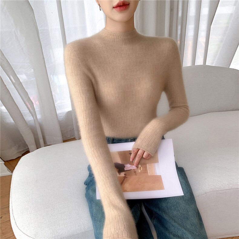 2025年秋季女士一线成衣斜向纹理高领,女装羊绒衫,百越羊绒