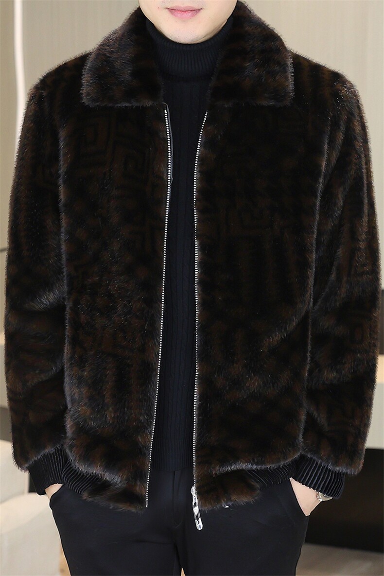 冬季加厚仿水貂绒男士翻领大码毛呢夹克外套X211-P115,男装毛呢大衣,星座310B-3