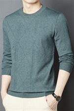 圆领长袖男秋季男衫中年爸爸秋装上衣2023新款秋季纯色宽松针织衫，男装针织衫/毛衣，电商B212（原钱塘6029）