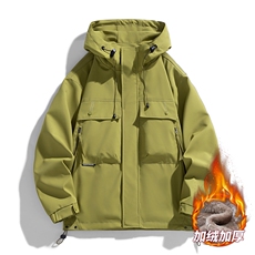 AJ233-90冬季加绒加厚连帽冲锋衣防风防水棉衣外套，男装棉衣，星座109
