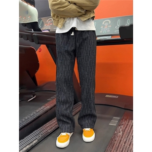 扎染格子裤男春季潮牌慵懒风长裤宽松直筒休闲裤子新款LKK700-P42图片