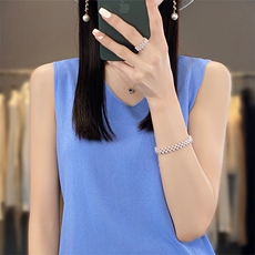 宽肩吊带背心女内搭夏季薄款宽松慵懒风遮副乳可外穿无袖上衣，女装T恤，思牵羊绒