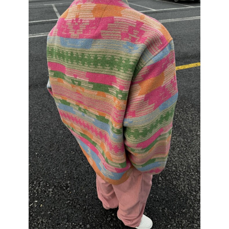【有货】复古宽松民族风撞色V领彩虹夹克外套男3106CC-特P65,男装民族服装,星座1007（原301D）