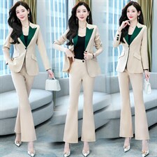 新款现货2022春季女通列休闲气质时尚显瘦大气阔腿裤拼接两件套，女装套装/套裙，韩美纤衣