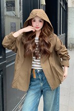 2026年春季连帽休闲宽松时尚百搭外套，女装短外套，文熹诺