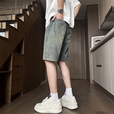 牛仔短裤夏季美式复古水洗宽松潮牌直筒帅气百搭五分裤VS229P37，男装牛仔裤，星座1013-1