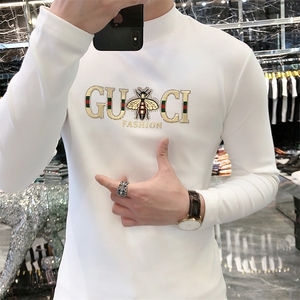 22新款秋冬潮牌男简欧大码圆领双面德绒打底衫长袖A-803-P53图片