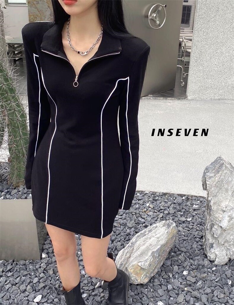 冬季新款打底连衣裙，女装连衣裙，INSEVEN