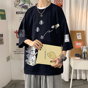 Q11115-P30 春夏季七分袖t恤男大码五分袖男短袖中袖图片