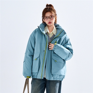 新款冬季大码羽绒棉服棉袄连帽工装韩版宽松外套A436-2533-P98图片