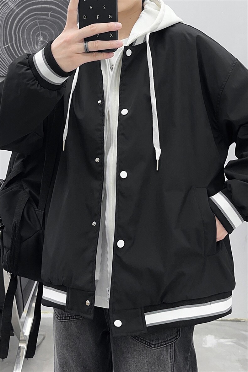 2023春夏款假两件夹克男潮牌ins连帽外套宽松情侣棒球服A5188-P70,男装夹克,电商A178