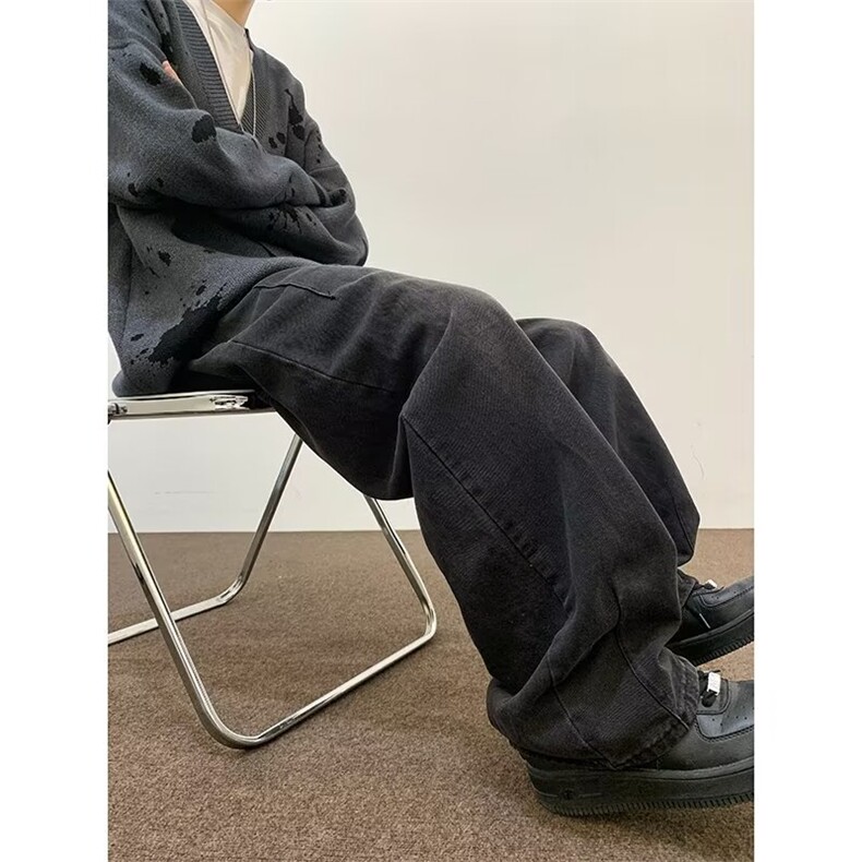 牛仔裤男韩版潮流高街帅直筒阔腿2024春季新款ins长裤RK1491-P43,男装牛仔裤,星座412-3